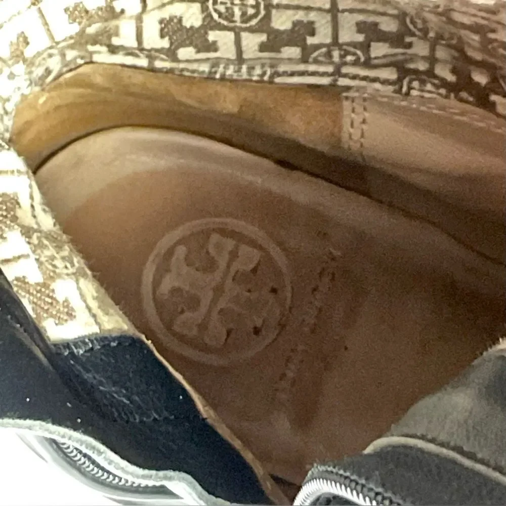 Tory Burch Ashlynn Black Boots Sz 7 Leather Riding Boots New Soles Authentic